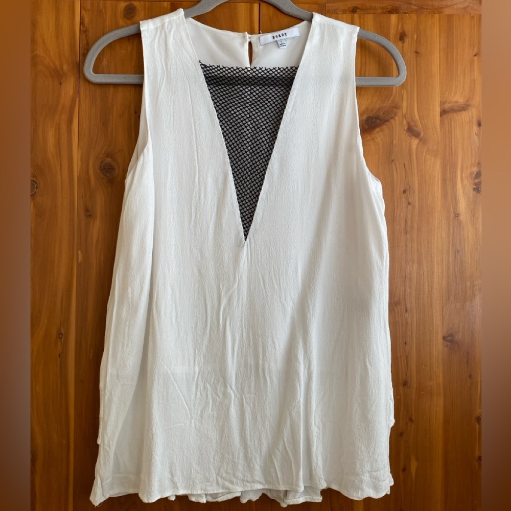 White Blouse with Black Mesh
